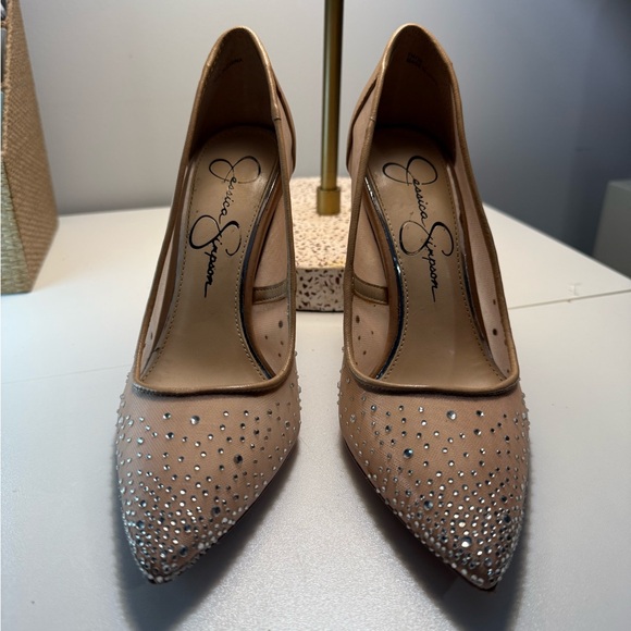Jessica Simpson Nude Embellished Heels - Picture 1 of 4